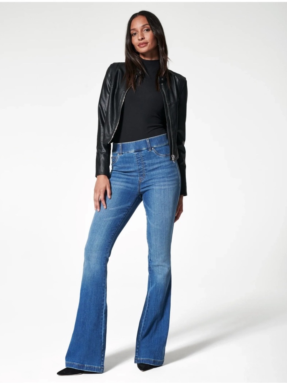 SPANX Blue Vintage Indigo Pull On Flare Jeans 34” Inseam - M
